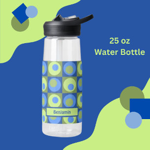 Bouteille D'eau Motif Carré personnalisé bleu vert
