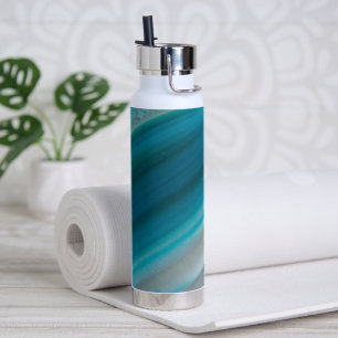 Bouteille D'eau Motif d'agate à bande bleue turquoise