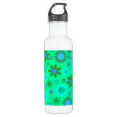 Bouteille D'eau Motif d'alimentation de fleurs vert brillant (Devant)