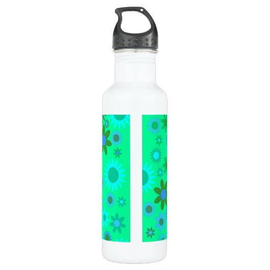 Bouteille D'eau Motif d'alimentation de fleurs vert brillant (Dos)