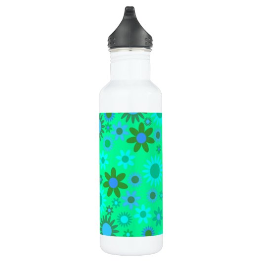 Bouteille D'eau Motif d'alimentation de fleurs vert brillant (Droite)