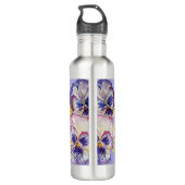 Bouteille D'eau Motif d'aquarelle Pansy sur Lavande Rose violet (Dos)