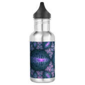 Bouteille D'eau motif d'art fractal 3D Turquoise violet rose (Gauche)
