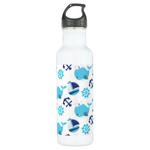 Bouteille D'eau Motif De Baleines, Beaux Baleines, Baleines Bleues
