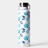 Bouteille D'eau Motif De Baleines, Beaux Baleines, Baleines Bleues (Arrière)