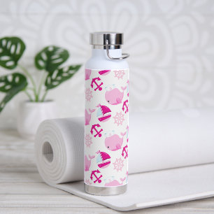 Bouteille D'eau Motif De Baleines, Beaux Baleines, Baleines Roses