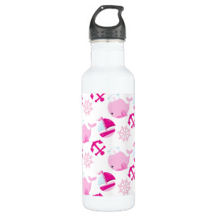 Bouteille D'eau Motif De Baleines, Beaux Baleines, Baleines Roses