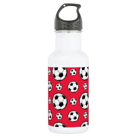 Bouteille D'eau Motif de balle de football rouge et blanc écarlate (Devant)