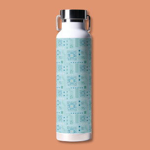 Bouteille D'eau Motif de carte bleue et Turquoise