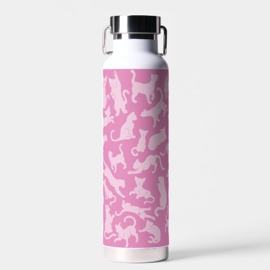 Bouteille D'eau Motif de chat rose (Avant)