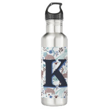 Motif de chat Whimsical, Monogramme gris bleu