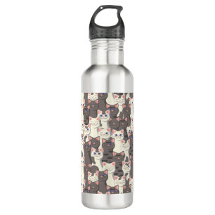 Bouteille D'eau Motif de chats blancs et gris