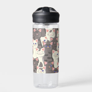 Bouteille D'eau Motif de chats blancs et gris