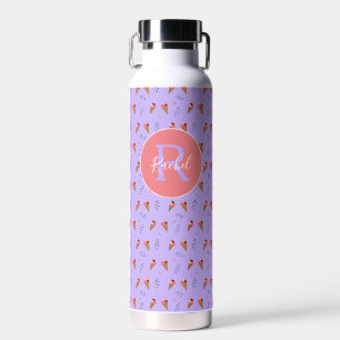 Bouteille D'eau Motif de crème glacée mignonne pourpre avec nom de