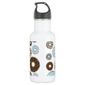 Bouteille D'eau Motif de donuts, Donuts bleus, Donuts marron (Dos)