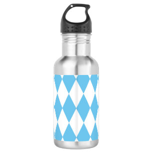 Bouteille D'eau Motif de drapeau bavarois à losanges bleu et blanc