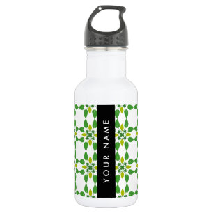 Bouteille D'eau Motif de feuille, feuilles vertes, votre nom
