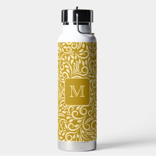 Bouteille D'eau Motif de feuille florale Monogramme personnalisé