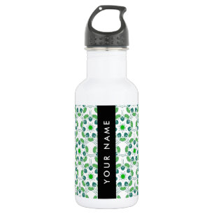 Bouteille D'eau Motif de feuilles, feuilles vertes, votre nom