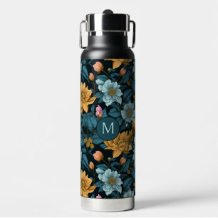 Bouteille D'eau Motif de fleurs colorées Monogramme personnalisé