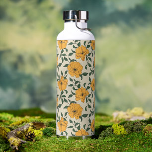Bouteille D'eau Motif de fleurs de crapaud orange