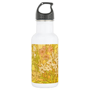 Bouteille D'eau Motif de fleurs de lys d'Alphonse Mucha : Art nouv