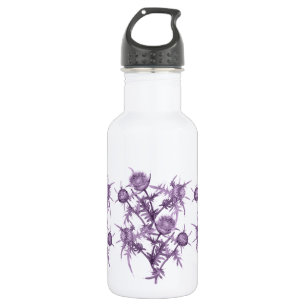 Bouteille D'eau motif de fleurs violettes