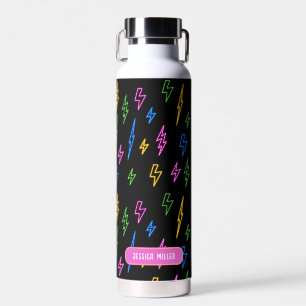 Bouteille D'eau Motif de foudre Retro Neon des années 80