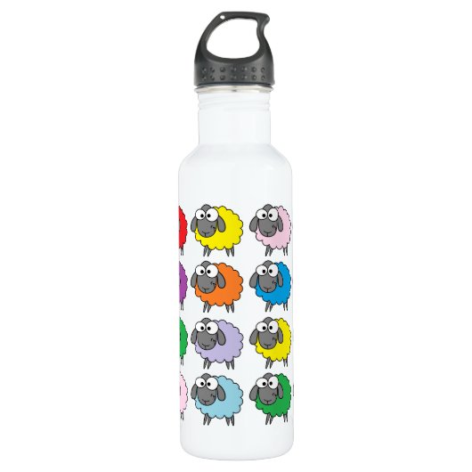 Bouteille D'eau Motif de mouton coloré (Devant)