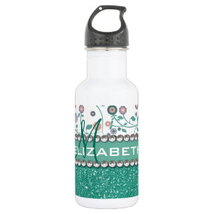 Bouteille D'eau Motif de parties scintillantes de fleur de