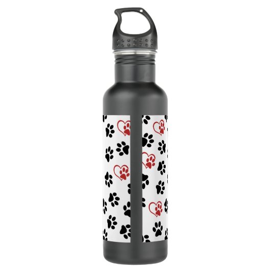 Bouteille D'eau Motif De Pâtes, Pâtes Noires, Pâtes Rouges, Coeurs (Dos)