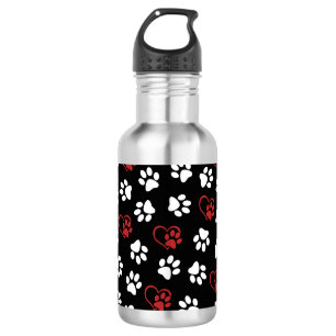 Bouteille D'eau Motif de pattes, pattes blanches, pattes rouges, c