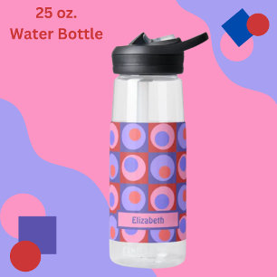 Bouteille D'eau Motif de point de Carré personnalisé rose violet