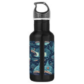 Bouteille D'eau Motif de requins de nom personnalisé (Dos)