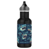 Bouteille D'eau Motif de requins de nom personnalisé (Droite)