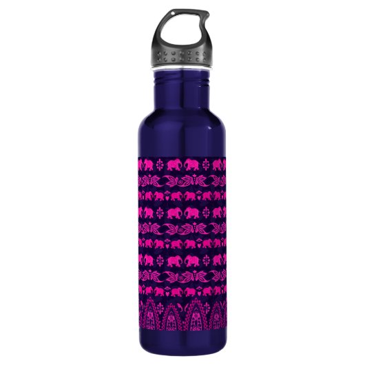 Bouteille D'eau Motif d'éléphants indiens colorés (Devant)