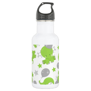 Bouteille D'eau Motif d'éléphants verts, éléphants mignons, étoile