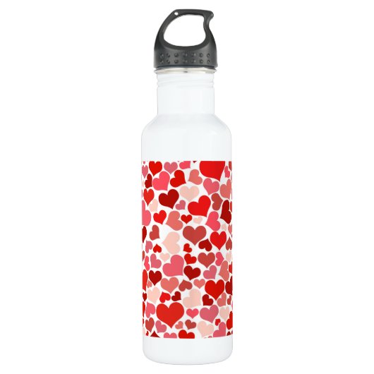 Bouteille D'eau Motif Des Coeurs, Coeurs Rouges, Amour (Devant)