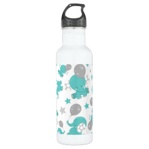 Bouteille D'eau Motif Des Eléphants Bleus, Eléphants Mignons, Étoi