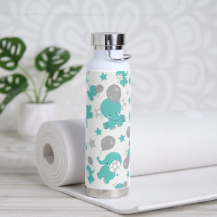 Bouteille D'eau Motif Des Eléphants Bleus, Eléphants Mignons, Étoi