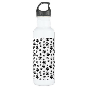 Bouteille D'eau Motif des pattes, pattes de chien, noir et blanc