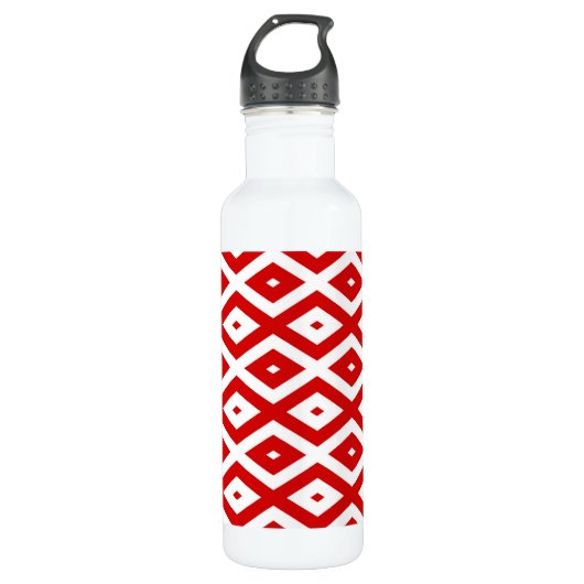 Bouteille D'eau Motif diamant rouge et blanc (Devant)