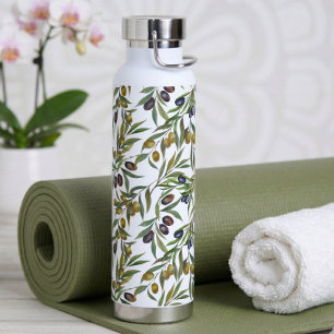 Bouteille D'eau Motif d'olive de style country français aquarelle