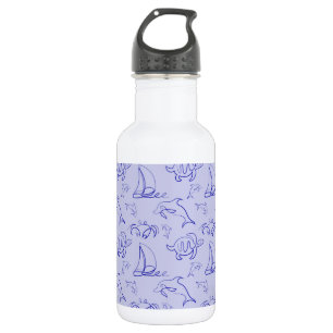 Bouteille D'eau Motif d'une ligne d'animal marin et voilier