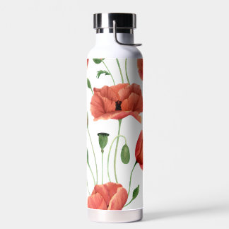 Bouteille D'eau Motif élégant de coquelicot rouge sauvage