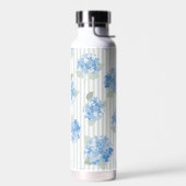 Bouteille D'eau Motif Élégant d'Hydrangea Bleue Rayure Grise (Gauche)
