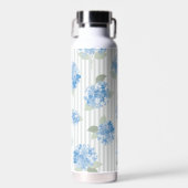 Bouteille D'eau Motif Élégant d'Hydrangea Bleue Rayure Grise (Avant)