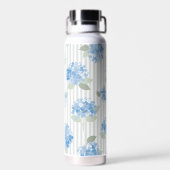 Bouteille D'eau Motif Élégant d'Hydrangea Bleue Rayure Grise (Arrière)