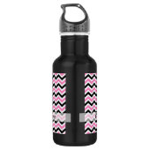 Bouteille D'eau Motif en chevron rose et noir (Dos)