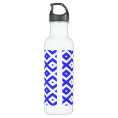 Bouteille D'eau Motif en diamant bleu et blanc (Dos)